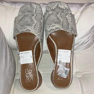 Franco Sarto Textured Snake Print Mules